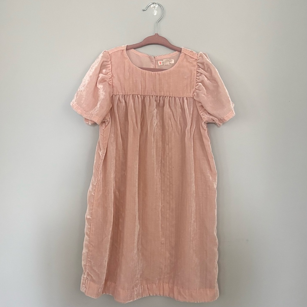 Crewcuts Girls Blush Pink Velvet Dress Size 7 Holiday Party